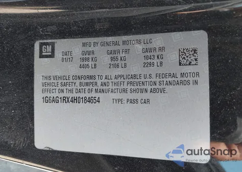 2017 Cadillac Ats Standard z USA, uszkodzony, nr VIN 1G6AG1RX4H0184654